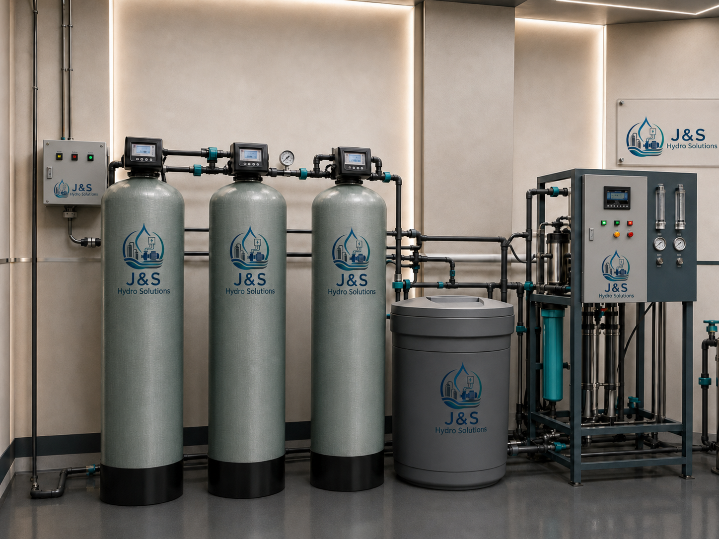 Sistema profesional J&S Hydro Solutions para tratamiento y purificación de agua